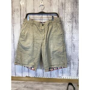 HOWE Creates Mens Khaki Chino Shorts Size 34 Plaid Lined Flat Front Twill